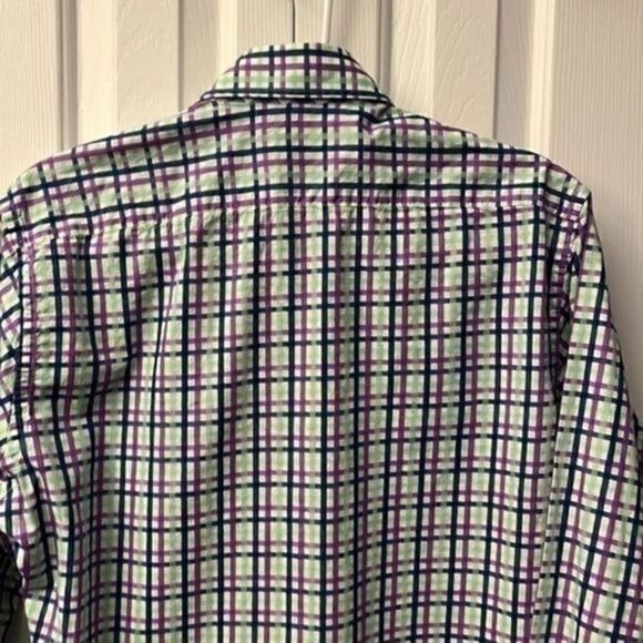 Tailorbyrd Shirt. Green and Purple plaid button down.  Size Medium. - Picture 4 of 4